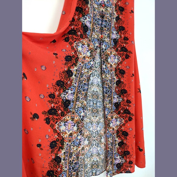 Free People Size M Womens Morning Song Printed Maxi Dress Orange Red Multicolor - Picture 7 of 12